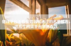 借钱平台不看征信容易通过的名单精选，这几个网贷平台亲测有效