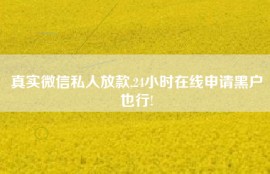 真实微信私人放款,24小时在线申请黑户也行!