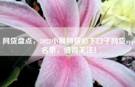 网贷盘点，2022小额网贷必下口子网贷app名单，值得关注！