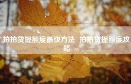 拍拍贷提额度最快方法  拍拍贷提额度攻略