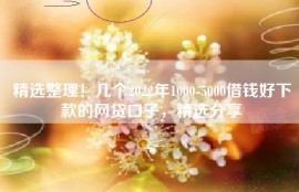 精选整理！几个2022年1000-5000借钱好下款的网贷口子，精选分享
