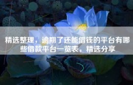 精选整理，逾期了还能借钱的平台有哪些借款平台一览表，精选分享