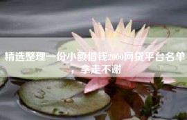 精选整理一份小额借钱2000网贷平台名单，拿走不谢
