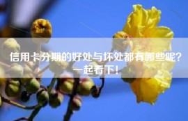 信用卡分期的好处与坏处都有哪些呢？一起看下！