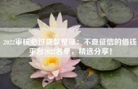 2022审核必过贷款整理：不查征信的借钱平台2022名单，精选分享！