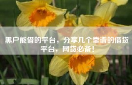 黑户能借的平台，分享几个靠谱的借贷平台，网贷必备！