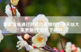 借款容易通过的软件有哪些？今天给大家更新5个容易下款的