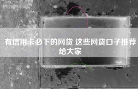 有信用卡必下的网贷 这些网贷口子推荐给大家