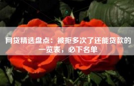 网贷精选盘点：被拒多次了还能贷款的一览表，必下名单