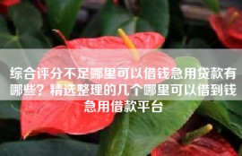 综合评分不足哪里可以借钱急用贷款有哪些？精选整理的几个哪里可以借到钱急用借款平台