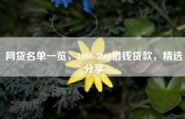 网贷名单一览，1000-5000借钱贷款，精选分享