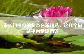 审核门槛低的贷款名单精选，这几个借款平台亲测有效