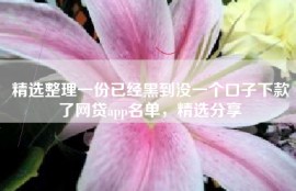 精选整理一份已经黑到没一个口子下款了网贷app名单，精选分享