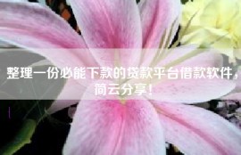 整理一份必能下款的贷款平台借款软件，简云分享！