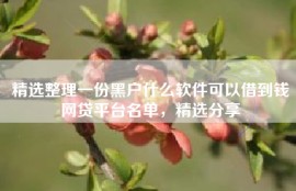 精选整理一份黑户什么软件可以借到钱网贷平台名单，精选分享