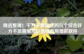 精选整理！千万不能错过的几个综合评分不足哪里可以借钱急用借款软件