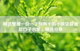 精选整理一份一千到两千的小额贷款借款口子名单，精选分享