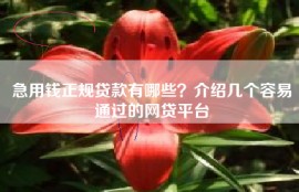 急用钱正规贷款有哪些？介绍几个容易通过的网贷平台