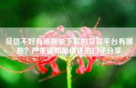 征信不好有逾期能下款的贷款平台有哪些？严重逾期能借钱的口子分享