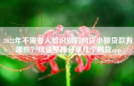 2022年不需要人脸识别的网贷小额贷款有哪些？精选整理分享几个网贷app
