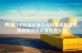 网贷口子和催收骚扰投诉渠道有哪些，如何有效投诉催收或平台