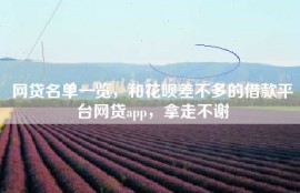网贷名单一览，和花呗差不多的借款平台网贷app，拿走不谢