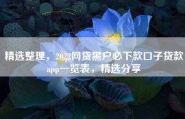 精选整理，2022网贷黑户必下款口子贷款app一览表，精选分享