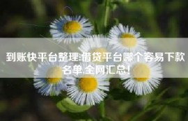 到账快平台整理:借贷平台哪个容易下款名单,全网汇总！