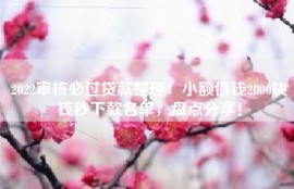 2022审核必过贷款整理：小额借钱2000块钱秒下款名单，盘点分享！