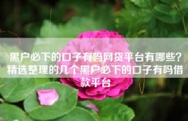 黑户必下的口子有吗网贷平台有哪些？精选整理的几个黑户必下的口子有吗借款平台