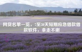 网贷名单一览，7至30天短期应急借款借款软件，拿走不谢