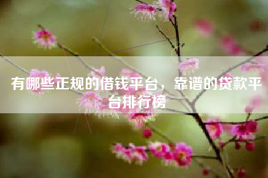 有哪些正规的借钱平台，靠谱的贷款平台排行榜
