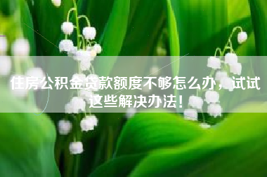 住房公积金贷款额度不够怎么办，试试这些解决办法！