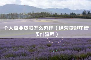 个人商业贷款怎么办理（经营贷款申请条件流程）