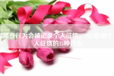 哪些行为会被记录个人征信，2022影响个人征信的15种行为
