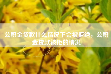 公积金贷款什么情况下会被拒绝，公积金贷款被拒的情况