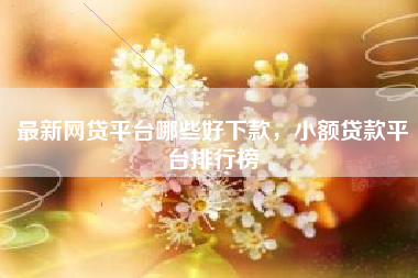 最新网贷平台哪些好下款，小额贷款平台排行榜