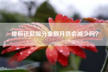 提前还款部分金额月供会减少吗？