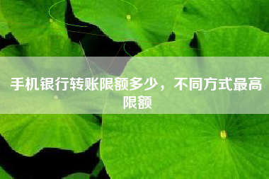 手机银行转账限额多少，不同方式最高限额