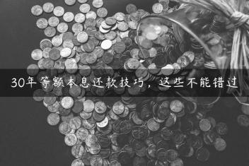30年等额本息还款技巧，这些不能错过