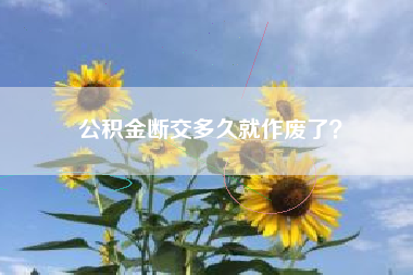 公积金断交多久就作废了？