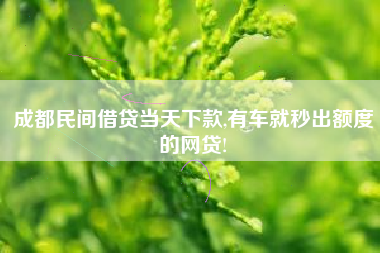 成都民间借贷当天下款,有车就秒出额度的网贷!