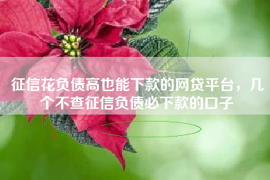 征信花负债高也能下款的网贷平台，几个不查征信负债必下款的口子