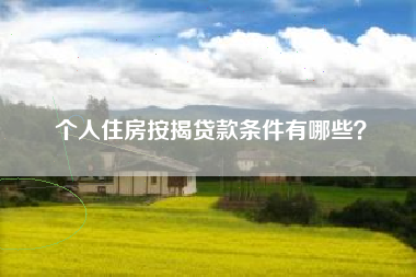 个人住房按揭贷款条件有哪些？