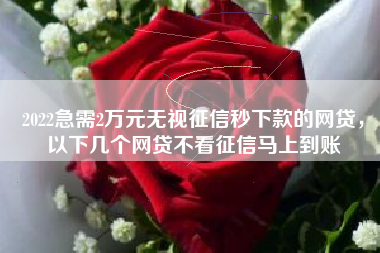 2022急需2万元无视征信秒下款的网贷，以下几个网贷不看征信马上到账