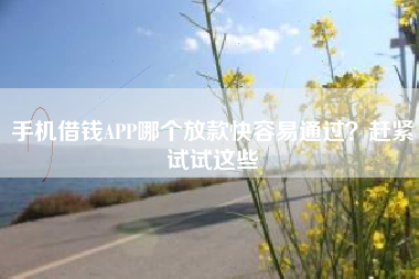 手机借钱APP哪个放款快容易通过？赶紧试试这些