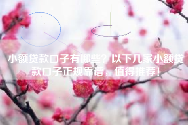 小额贷款口子有哪些？以下几家小额贷款口子正规靠谱，值得推荐！