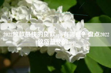 2022放款最快的贷款app有哪些？盘点2022放贷最快的app