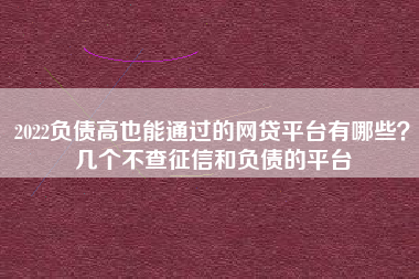 2022负债高也能通过的网贷平台有哪些？几个不查征信和负债的平台