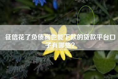 征信花了负债高也能下款的贷款平台口子有哪些？